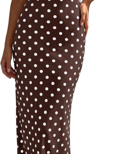 Womens Summer Polka Dot Maxi Dress Mesh Wedding Guest Bodycon Sexy V Neck Sleeveless Party Dresses