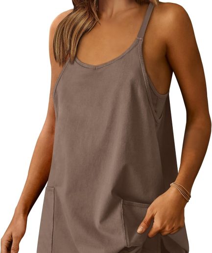 Women Athletic Dress Summer Tennis Workout Active Sports Mini Romper Dress Built in Shorts Travel Vacation Clothes