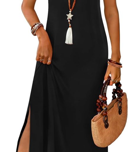 Maxi Dress Summer Dresses 2026 Beach Vacation Clothes Sleeveless Sundresses with Pockets Boho S-3XL